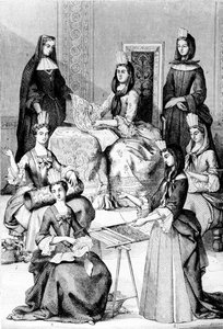 Madame de Saint-Cyr, una suora, una novizia e giovani ragazze delle quattro classi